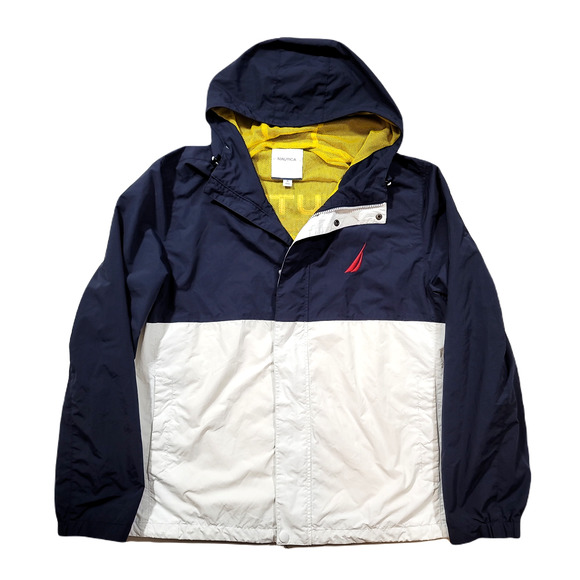 Nautica Other - Nautica Sailing Racing Jacket Mens XL Blue White J Class Nylon Wind Rain Hooded